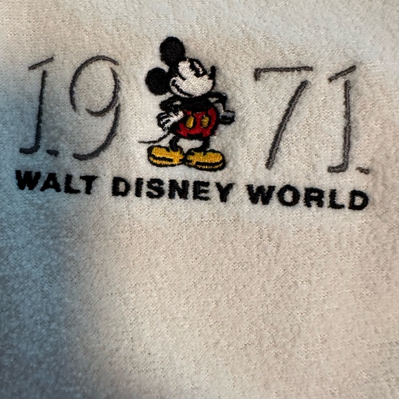 Disney World 1971 Mickey White Fleece Quarter Zip Pullover USA M Vintage 01 Y2K - Picture 7 of 16